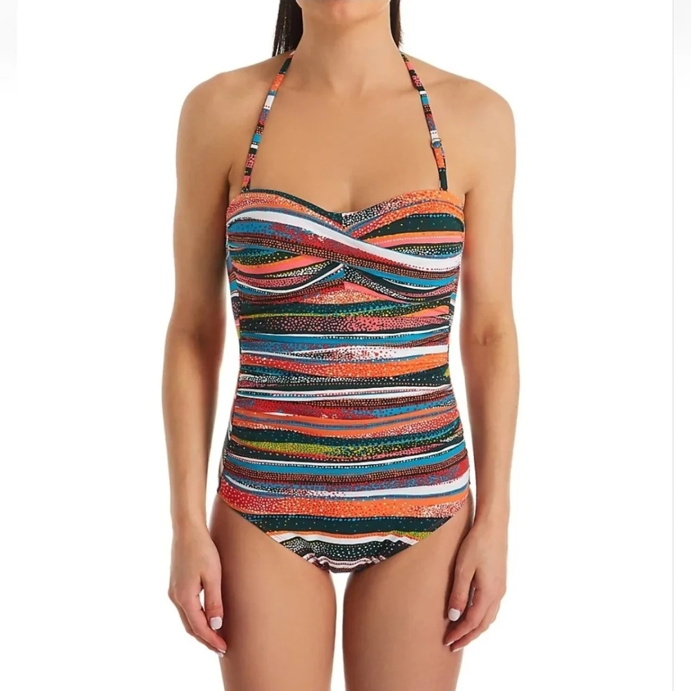 ANNE COLE Twist Front Bandeau One Piece Swimsuit 8